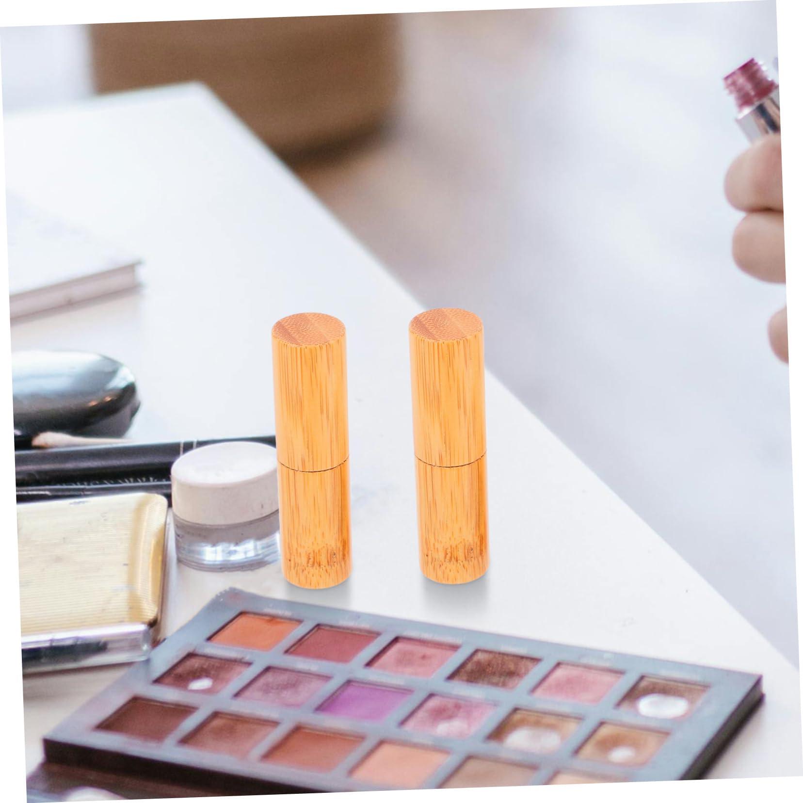 balacoo balacoo 2pcs Wood Lip Balm Tubes Diy Lip Gloss Tube Refillable Bottles Bottles Sample Container Lip Gloss Tubes Lip Balm Bottle Bamboo Wooden Tube