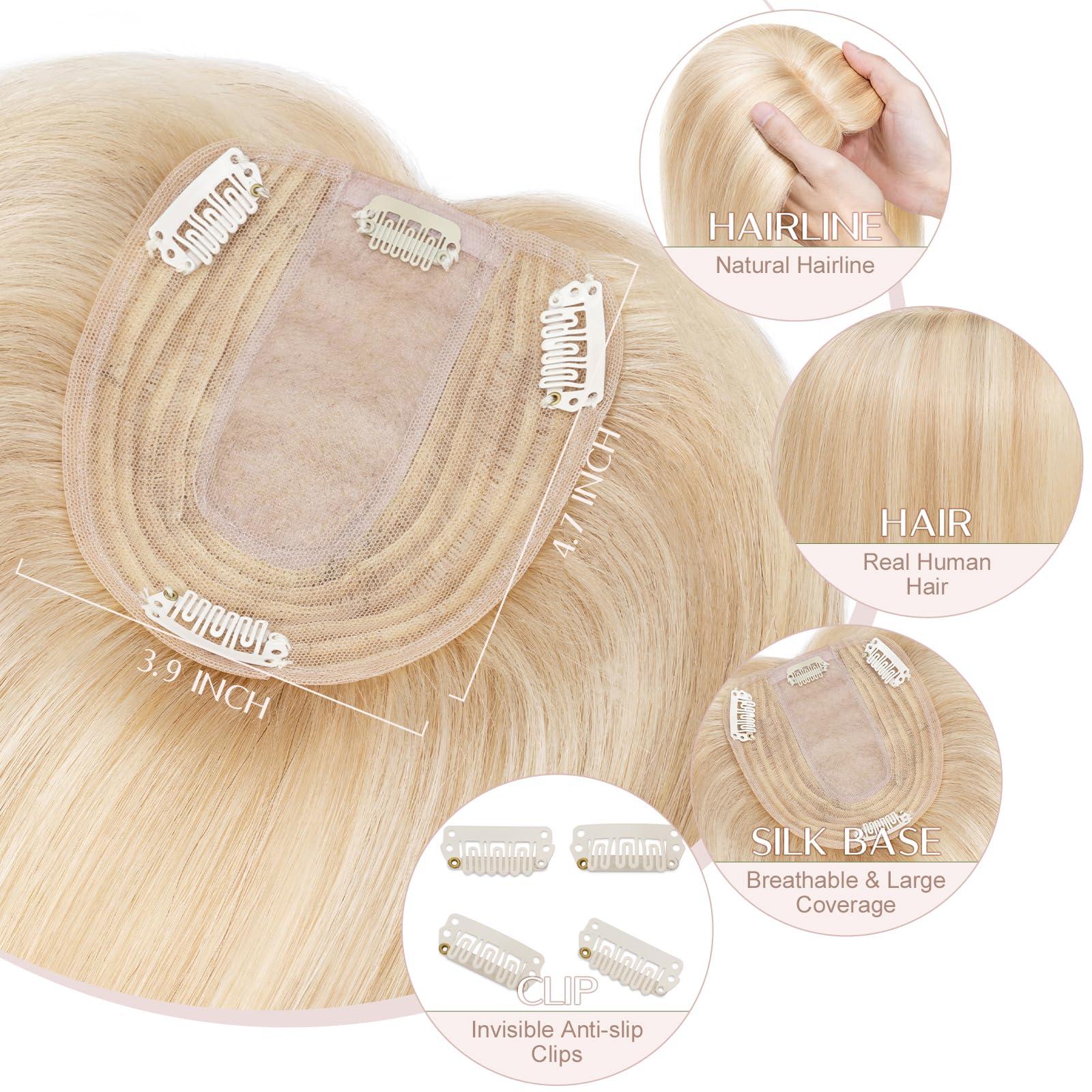 SEGO Pro SEGO Pro Hair Toppers for Women Real Human Hair with No Bangs Human Hair Toppers for Women Toppers Hair Pieces for Women Hair Toppers for Thin Hair #18P613 Camel Mixed Light Gold 8 Inch