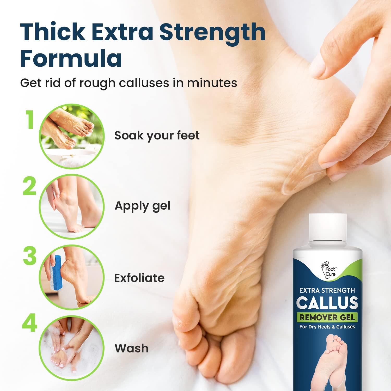 FOOT CURE Tea Tree Oil Foot Soak with Epsom Salt Callus Remover for Feet with Extra Strength Gel & Foot Pumice Stone Set - Easy Way to Remove Hard Calluses & Dead Skin Build-Up - Professional at-Home Foot Care