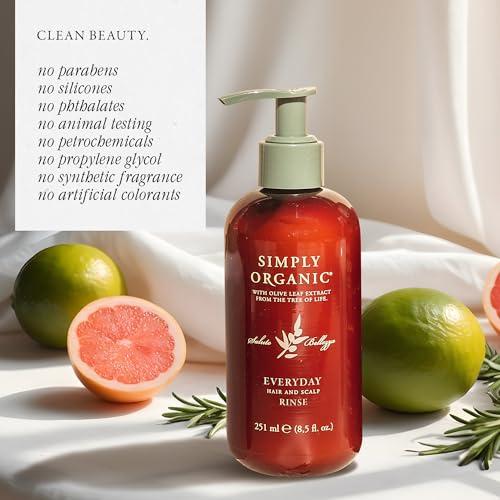 SIMPLY ORGANIC Hair & Scalp Rinse Daily Conditioner, Made in Italy, All Natural Cruelty Free Hair Care for Women & Men, Organic Olive Oil, Jojoba Oil, Spruce Tree Extract, PUMP NOT INCLUDED, 251ml/8.5floz, EVERYDAY