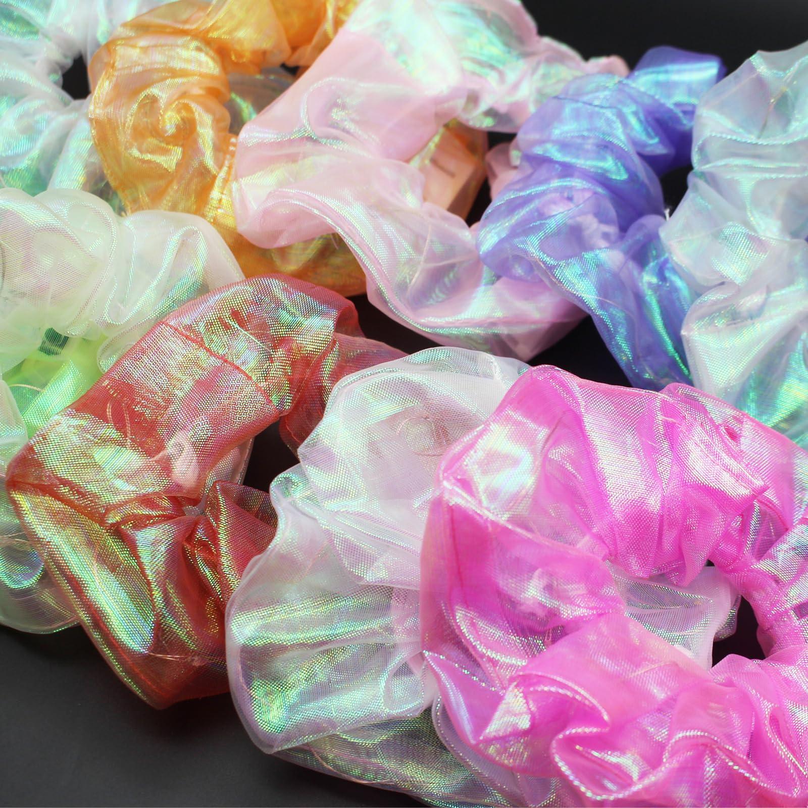 TIZAPIB 40 Pcs LED Scrunchies, Light up Hair Scrunchies, Glow in the Dark Hair Ties with 3 Light Modes, Neon Hair Accessories for Women Girls, Glow Hair Bands Rave Glow Party Supplies