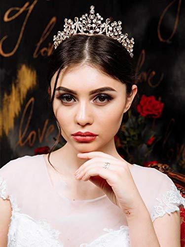 Barode Barode Bridal Wedding Crowns and Tiaras Crystal Bride Queen Crowns Rhinestone Headband Wedding Hair Accessories for Women and Girls (Gold)