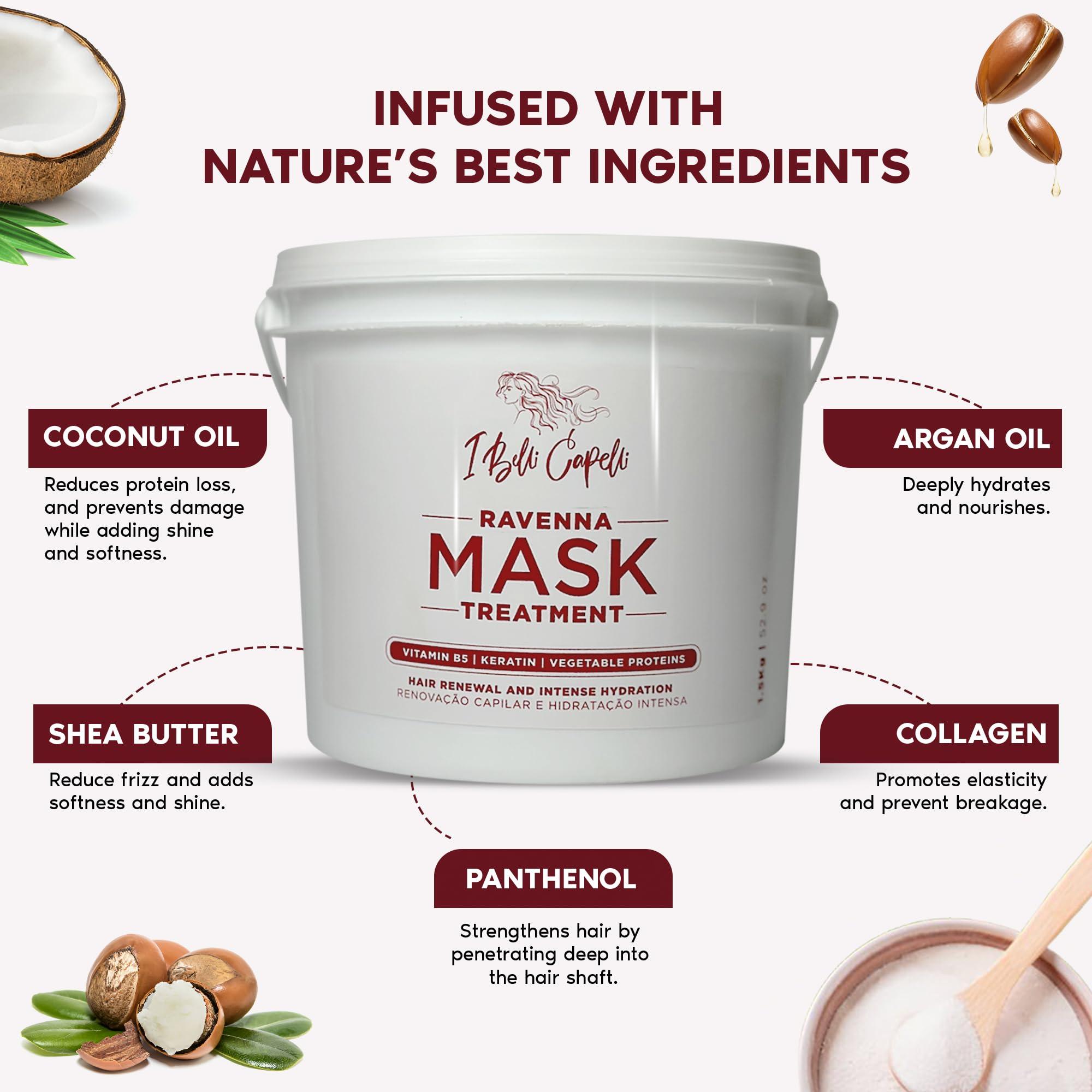 I Belli Capelli Ravenna B-tox Blond Kit - Hair Botox Treatment (1 Kg/35.2 Fl Oz) Formaldehyde-Free + Hair Mask for Damaged Hair (1,5 Kg/ 52.9 fl oz) - Straightening, Intense Shine & Moisture for Blondes