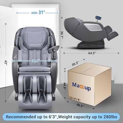Mazzup Mazzup Full Body Zero Gravity Shiatsu Massage Chair with Fully Assembled, LCD Screen, Shortcut Keys, USB Charging Port, Heat, for Loved Ones, Parents, Black