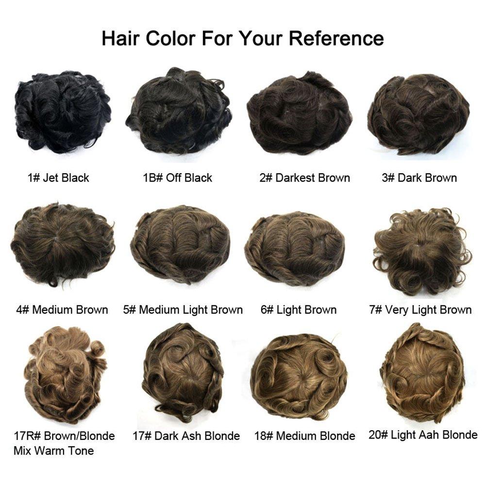 LHC French Lace Front Mens Mens Toupee Hairpiece Gray Hair Replacement Bleached Knot Wigs Poly Thin Skin Hair System For Men (8"x10", #760 Very Light Brown+60%Gray-120% Light to Medium)