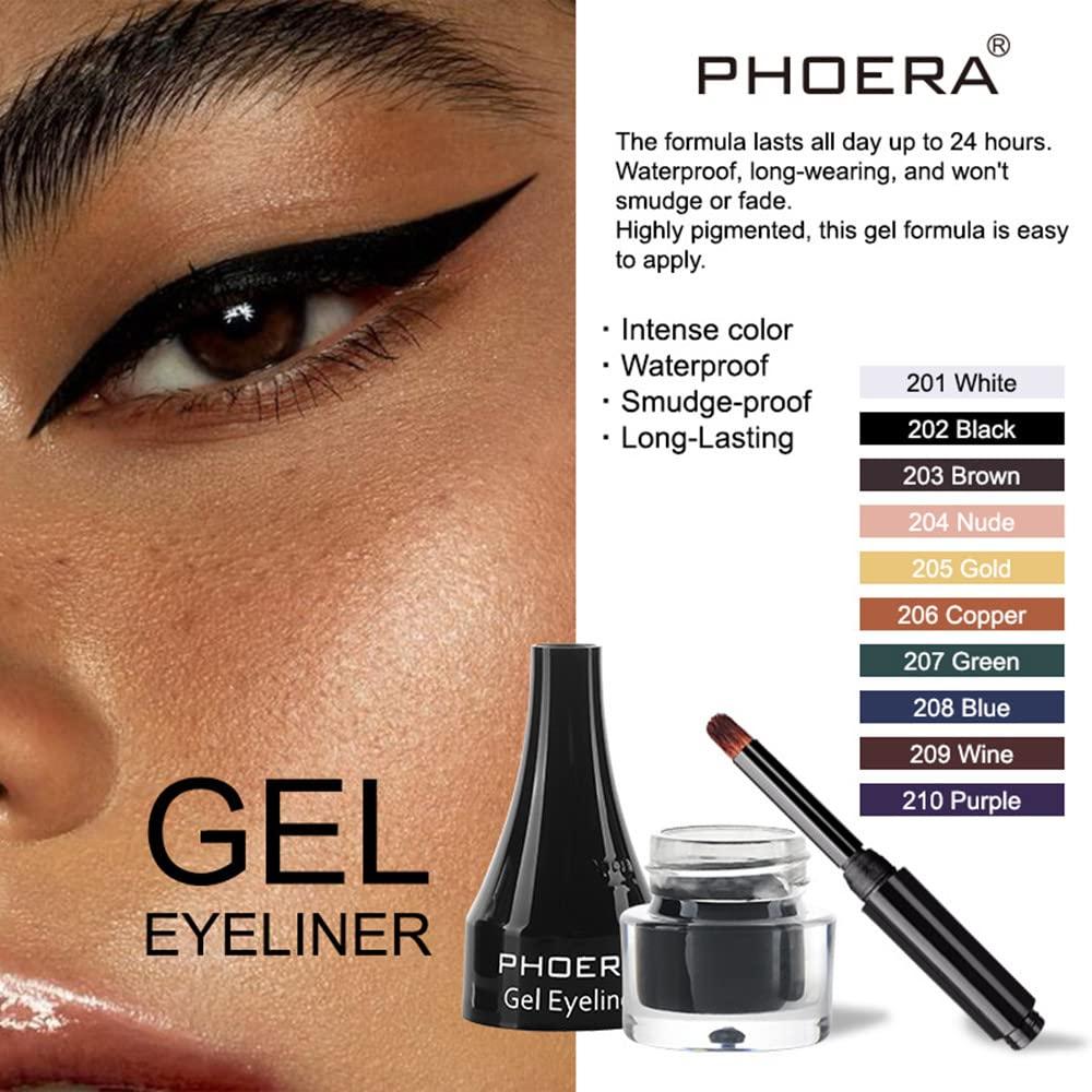 Go Ho Go Ho Dark Brown Gel Eyeliner Pot,Matte Cream Eyeliner Makeup,Smooth Highly Pigmented Long Lasting Gel Eyeliner with Brush,Eye Liner Gel Pot for Women,203 Brown