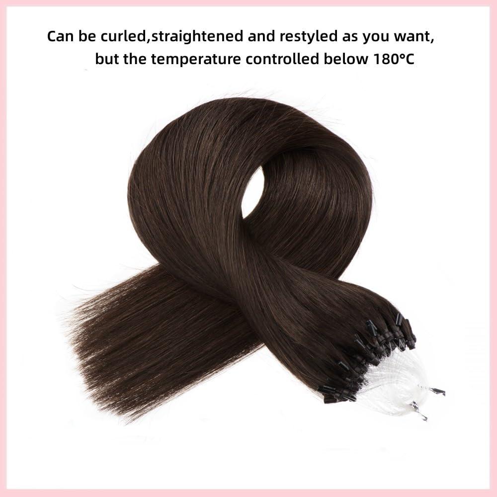 Senmy Senmy Microbead Hair Extensions Brown 24inch Invisible Micro Link Bead Extensions Human Hair 1g/strand 50g Dark Brown Hair Extensions Real Human Hair Micro Beads For Women