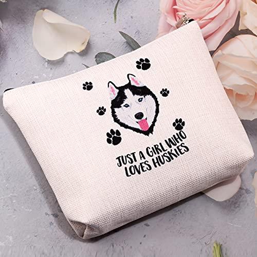 MBMSO MBMSO Husky Makeup Bag Husky Lover Gifts for Women Just a girl Who Loves Huskies Cosmetic Bag Siberian Husky Owner Gifts for Husky Mom Zipper Pouch Travel Case (Husky)