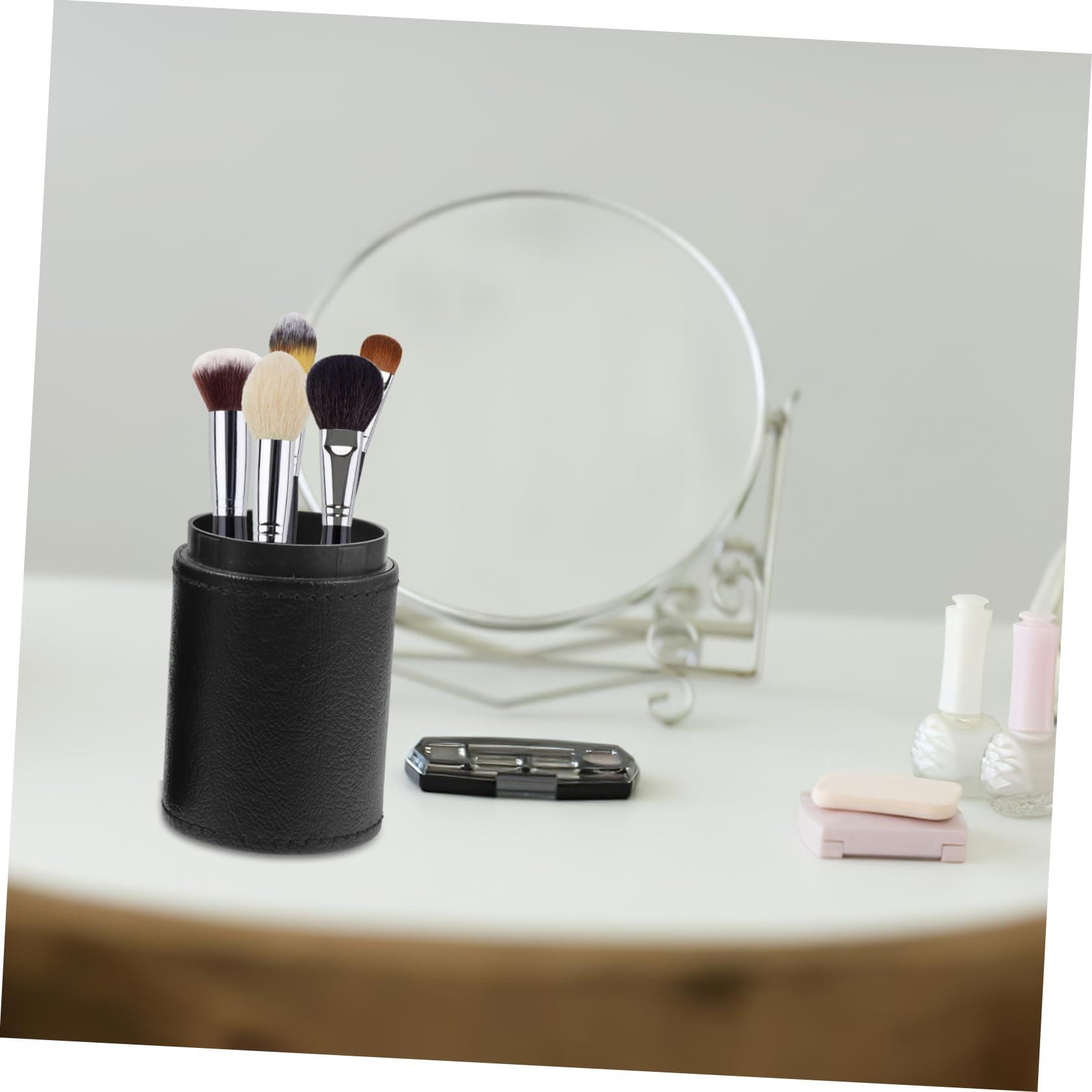 ADOCARN ADOCARN Makeup Brush Holder Makeup Brush Cup Makeup Brush Pouch Nail Brush Holder Pen Organizer Cosmetic Tools Organizer Portable Cup Holder Make up Brush Holders Pencil Holder Black Pu