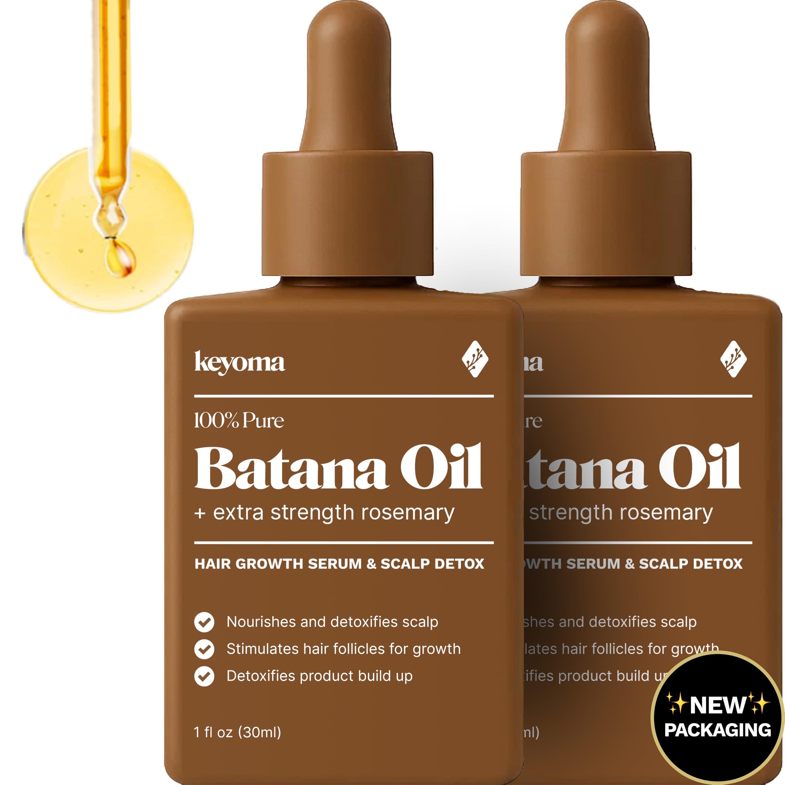Keyoma Keyoma - Batana Oil with Rosemary for Hair Growth - Nourish Scalp & Detox for Strong & Healthy Hair, 100% Organic Batana Oil from Honduras with Rosemary - Reduce Hair Loss & Detox Your Scalp (60 mL)