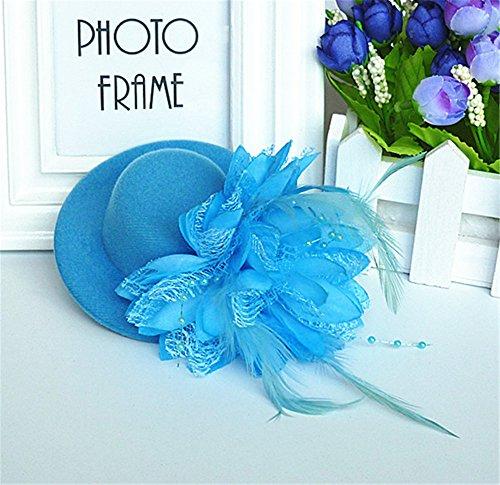 Aimeely Aimeely Elegant Girls Children Feather Flower Hat Veil Convenience Headpieces with Clip Blue