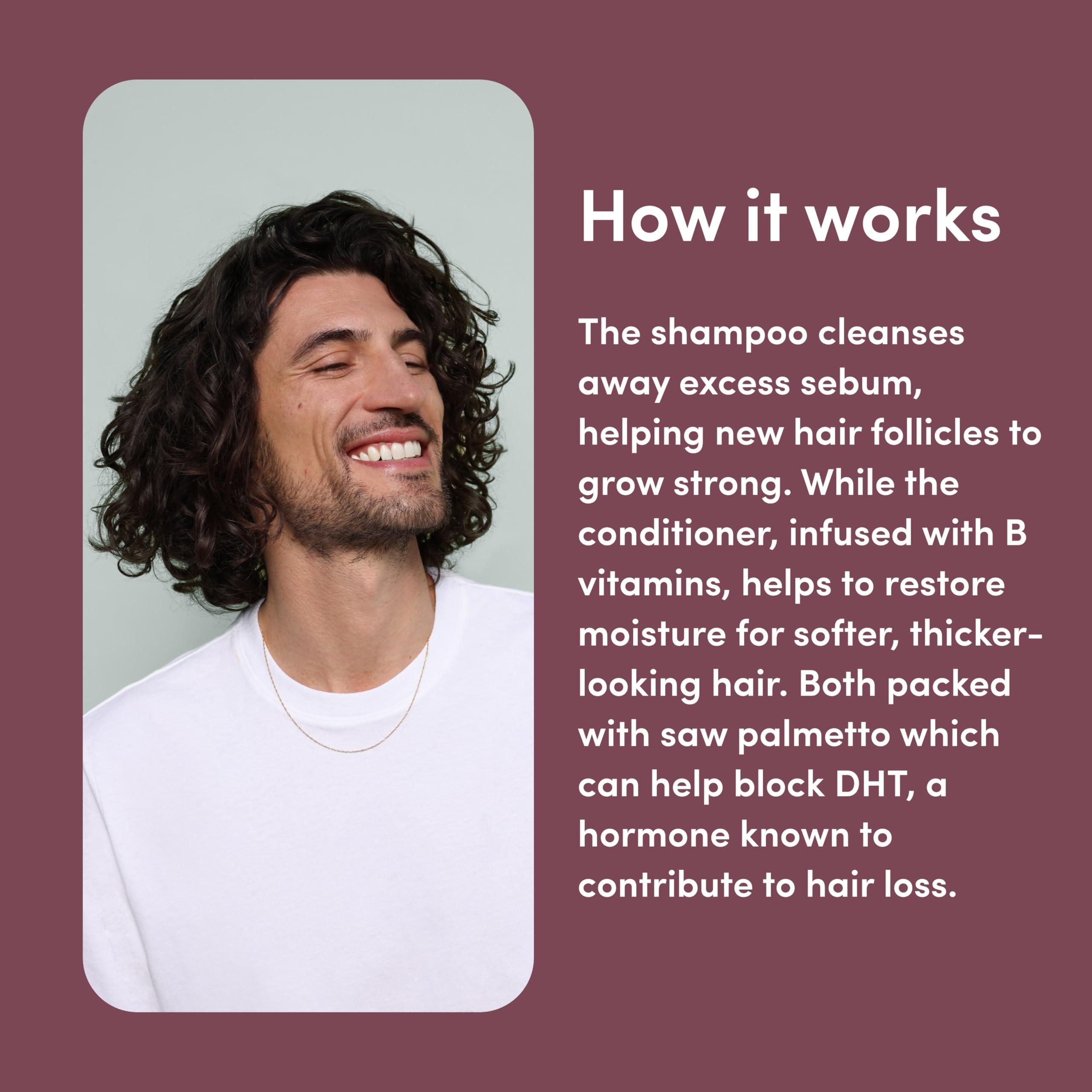 HIMS & HERS hims Thick Fix Shampoo & Conditioner Set - Thickening Shampoo and Conditioner with Saw Palmetto and Niacinamide - No Parabens or Sulfates, Vegan and Cruelty Free - Eucalyptus Grove, 2 Pack, 6.4 fl oz