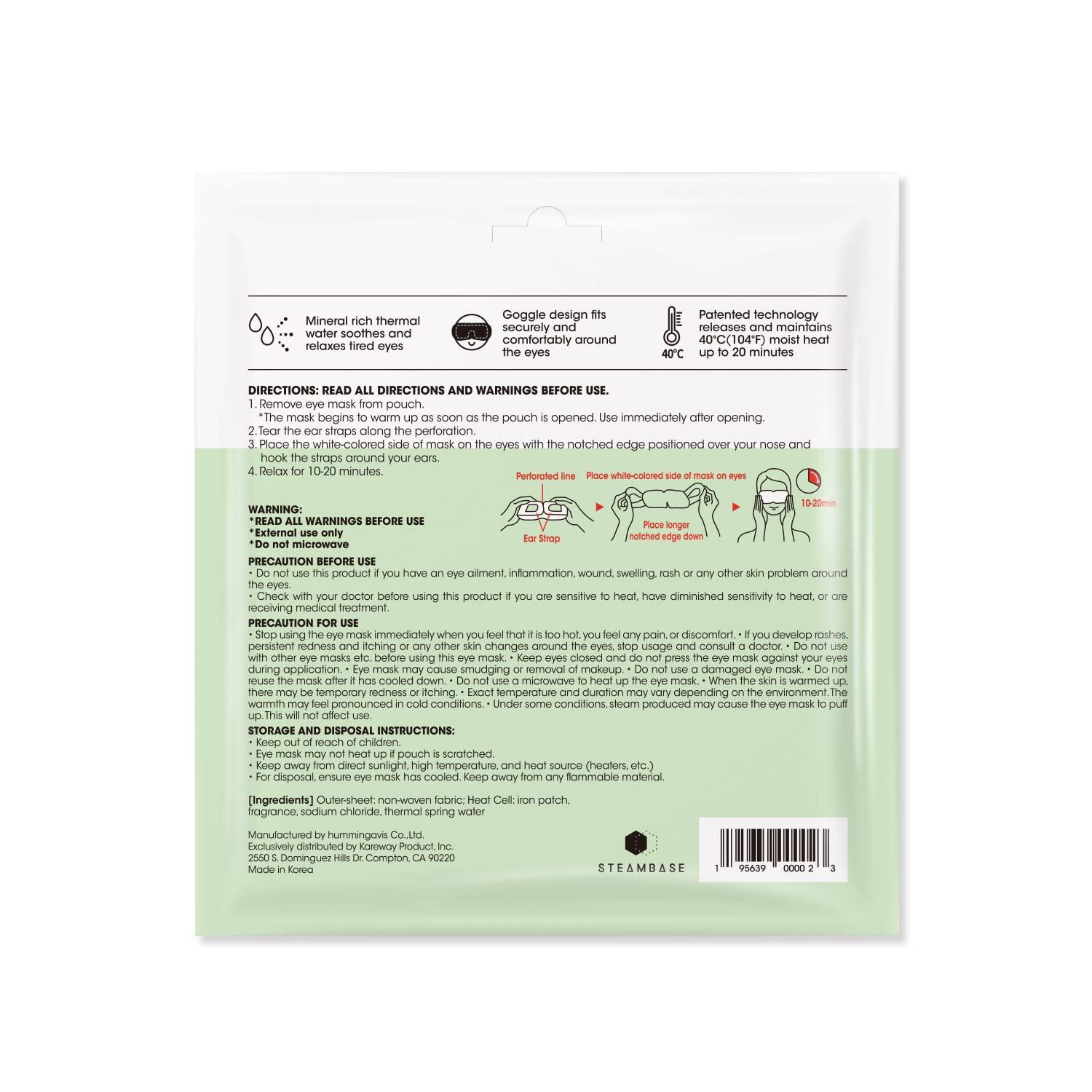 Epielle Epielle Steam Eye Mask Pack of 12 for Dry Eyes and Puffiness Helping Sleep with Melatonin Steam Moisture Self Heated from Korea