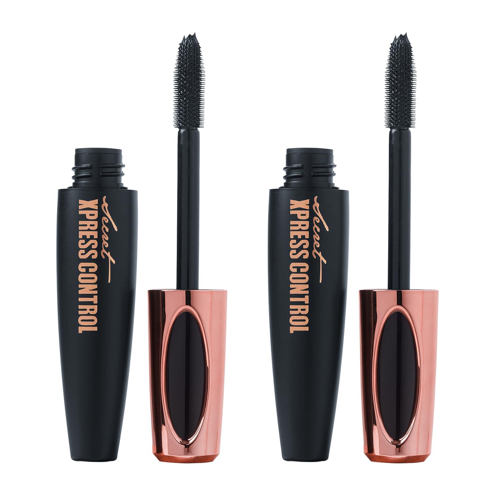 Secret Xpress Control Two Pack: Secret Xpress Control 4D Silk Fiber Lash Mascara, Lengthening and Thick, Long Lasting, Waterproof & Smudge-Proof, All Day Exquisitely Full, Long, Thick, Smudge-Proof Eyelashes
