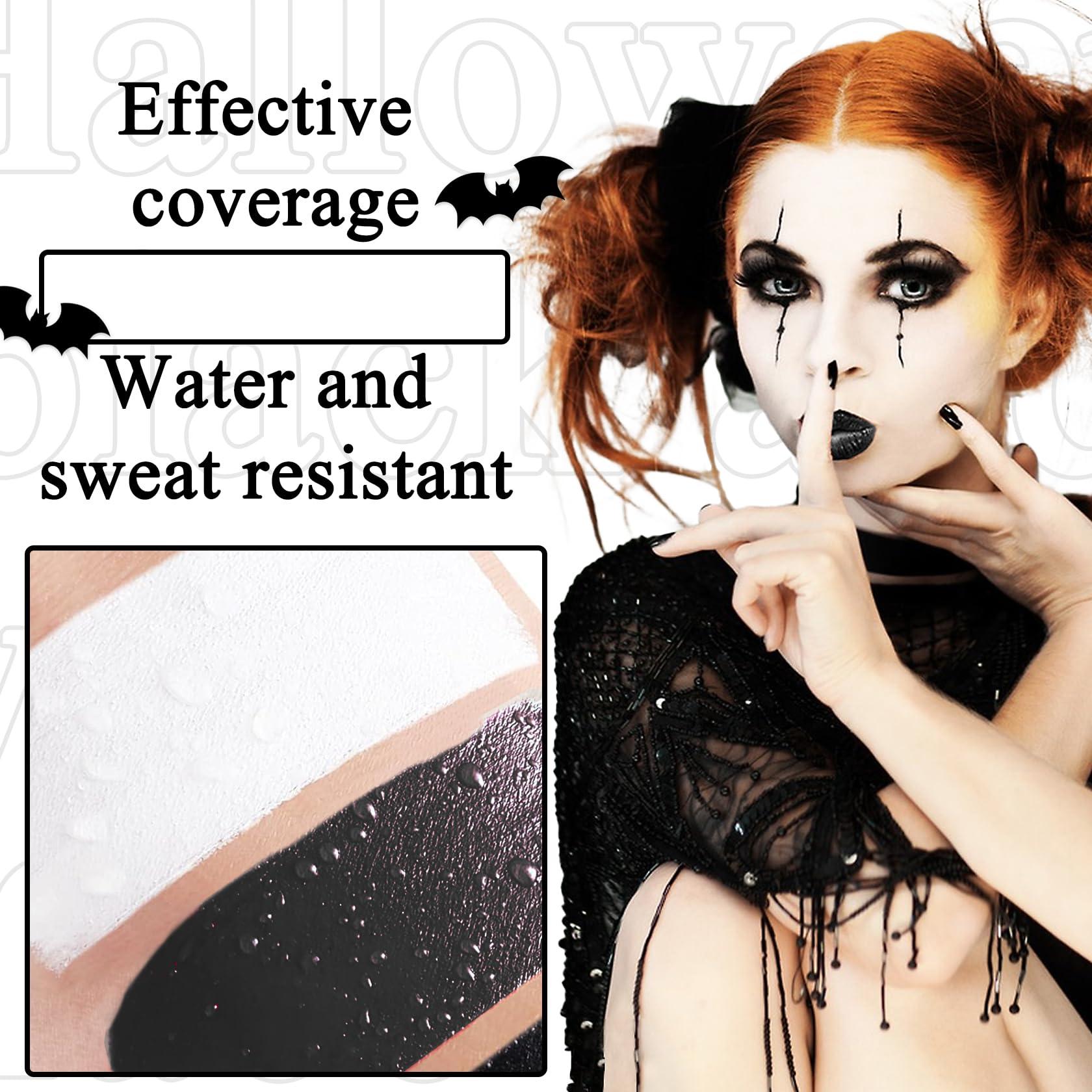 PPPanYiDi 2PCS Black and White Face Body Paint,Skeleton Skull Face Painting Special Effects Makeup Kit with 2 Brushes,Clown Zombie Party Cosplay Art Theater Cosplay Halloween Face Paint Makeup Kit for Adults