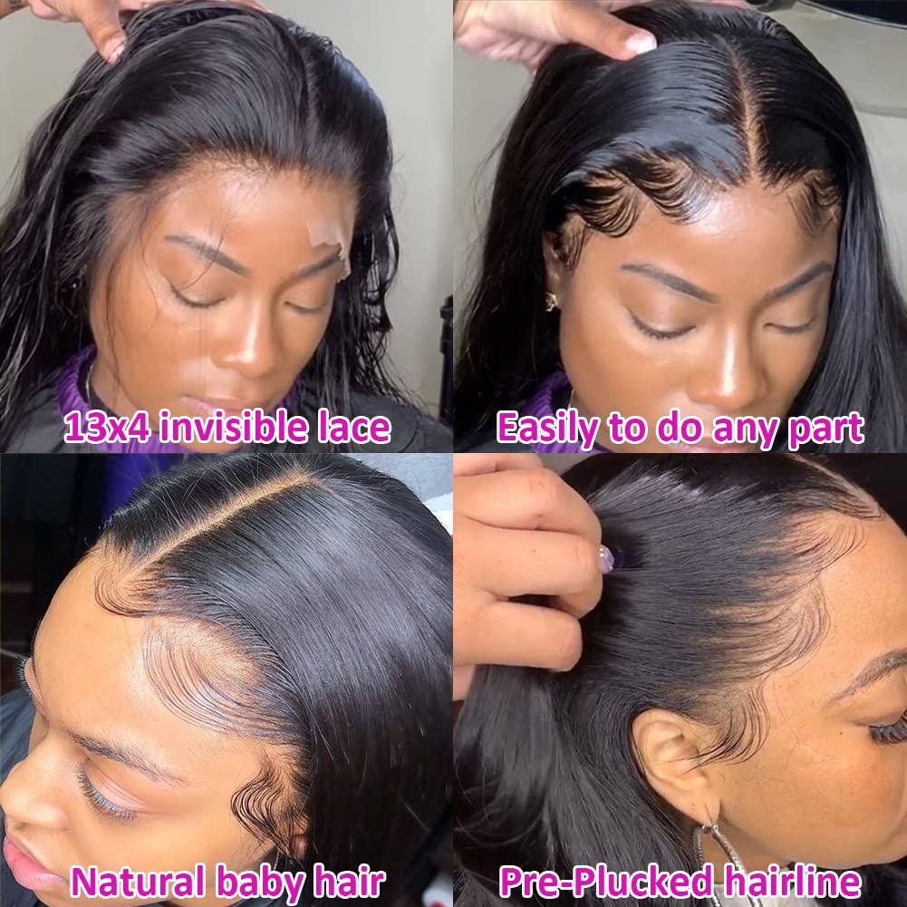 Hermosa Hermosa 220% Density HD Transparent Lace Front Wigs Human Hair for Women 12A Brazilian Straight 13x4 Human Hair Lace Front Wigs Pre Plucked with Baby Hair Natural Hairline 26 inch