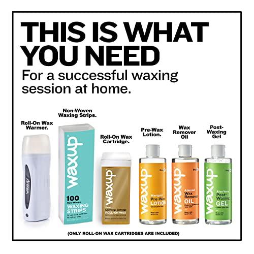 waxup waxup Gold Roll On Wax, Hair Removal Wax Cartridge, Depilatory Wax Roller Refill for legs and arms 3.88 Ounce / 110g (4 Pack). Wax Warmer and Waxing Strips not Included.