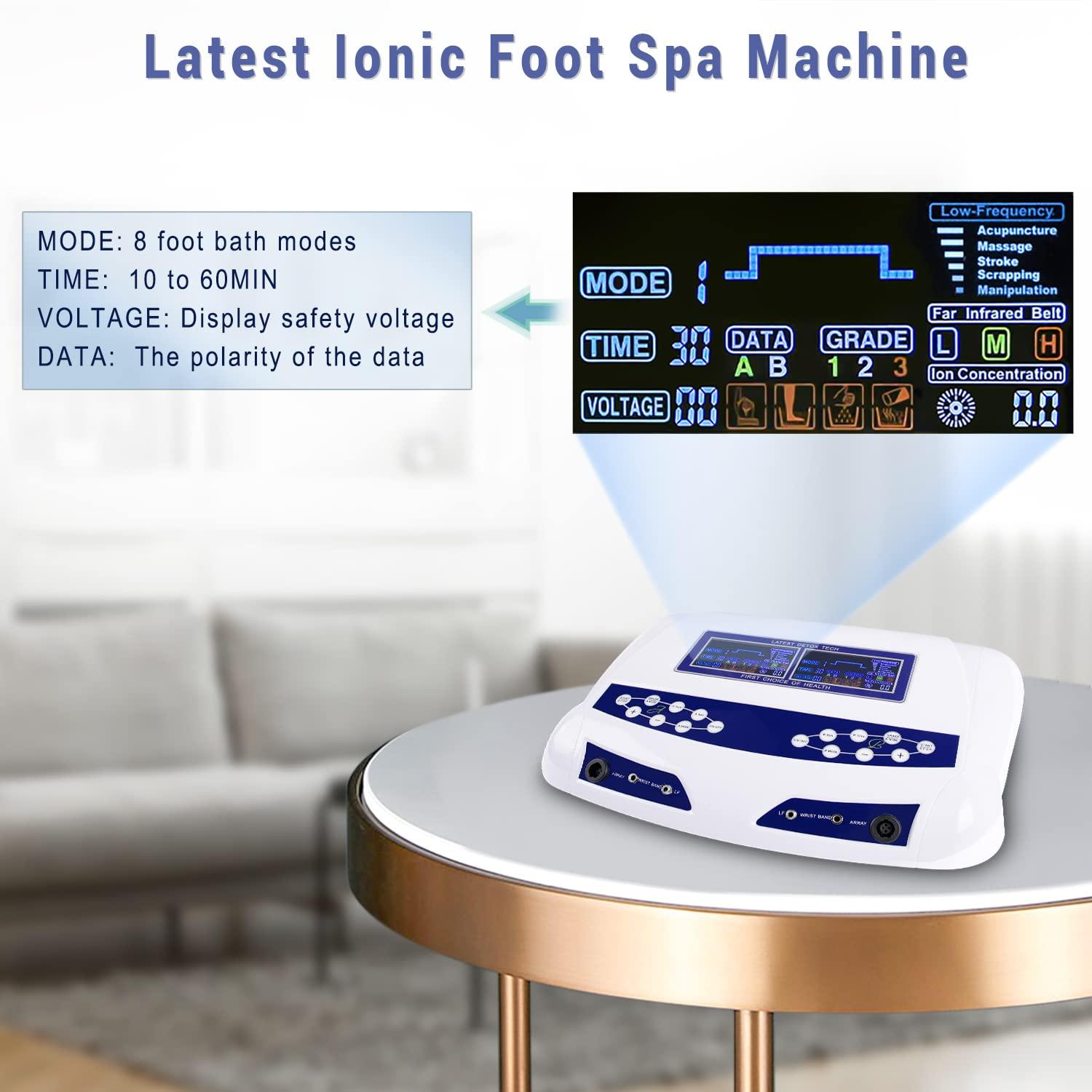 LeCuag Ionic Foot Bath Detox Machine, Professional Ion Cleanse Dual Ionic Detox Foot Bath Spa Ion Spa Chi Cleanse System for Home USE, 8 Mode Foot Spa Detox, Far Infrared Belt