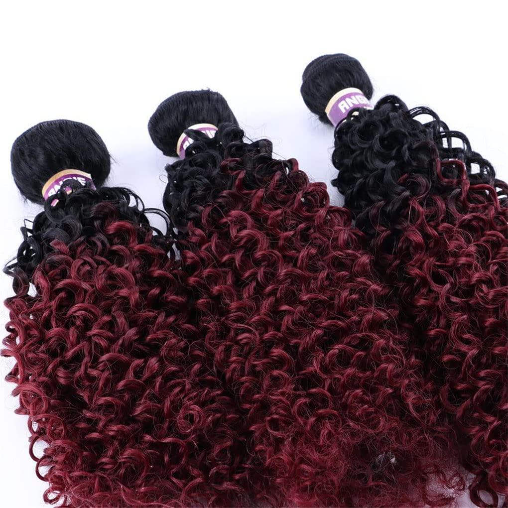 Absolyjuca 1 Bundle Kinky Curly Synthetic Hair Weave Bundles 16 18 20 Inches 70Gram Ombre Color Two Tone Curly Hair Bundles #27 1 bundle 18 inches