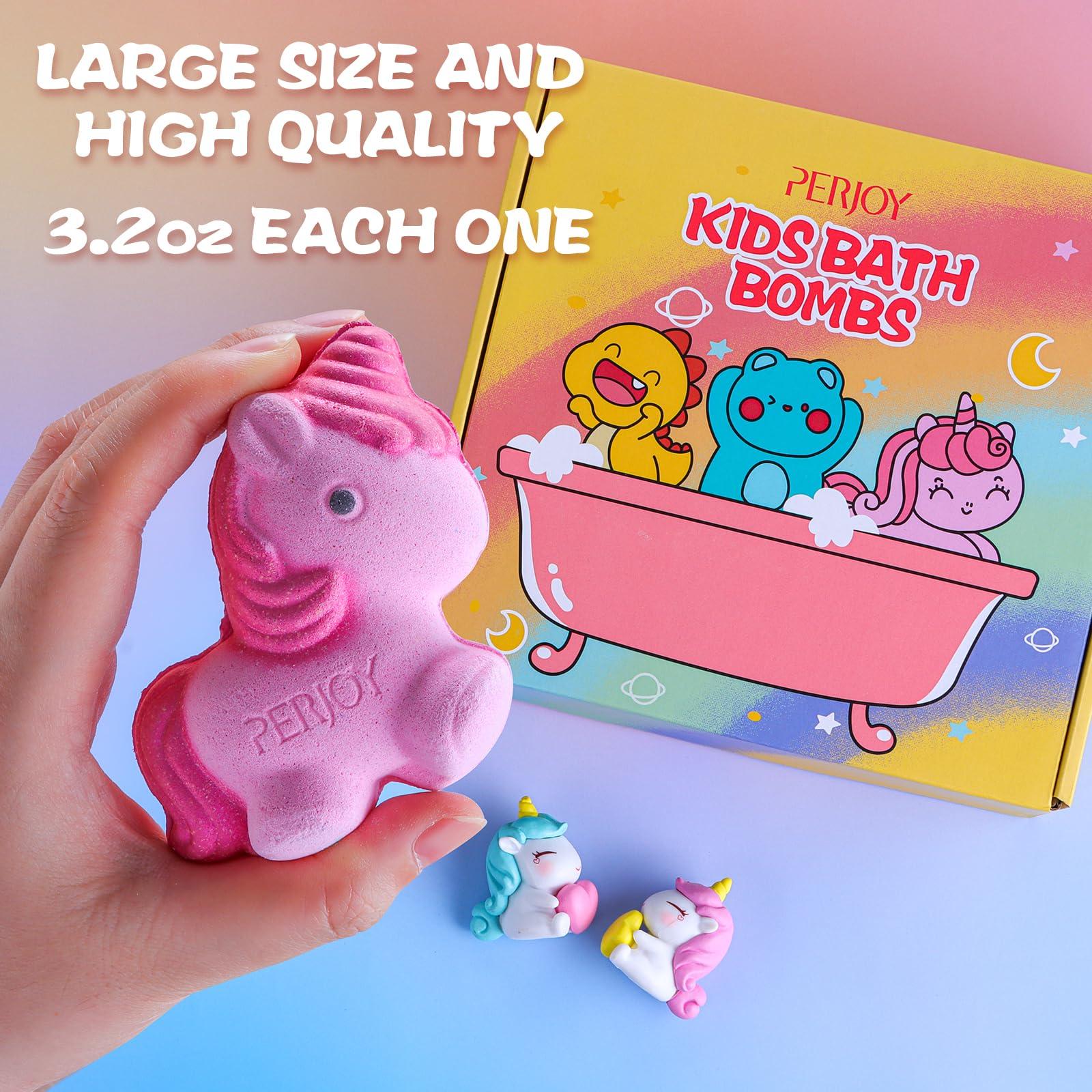 Perjoy Perjoy Bath Bombs for Kids, Organic Bubble Bath Kids Bath Bombs for Girls & Boys, Valentine Easter Christmas Basket Stuffers, Teen Girl Gifts Trendy Stuff, Party Favors