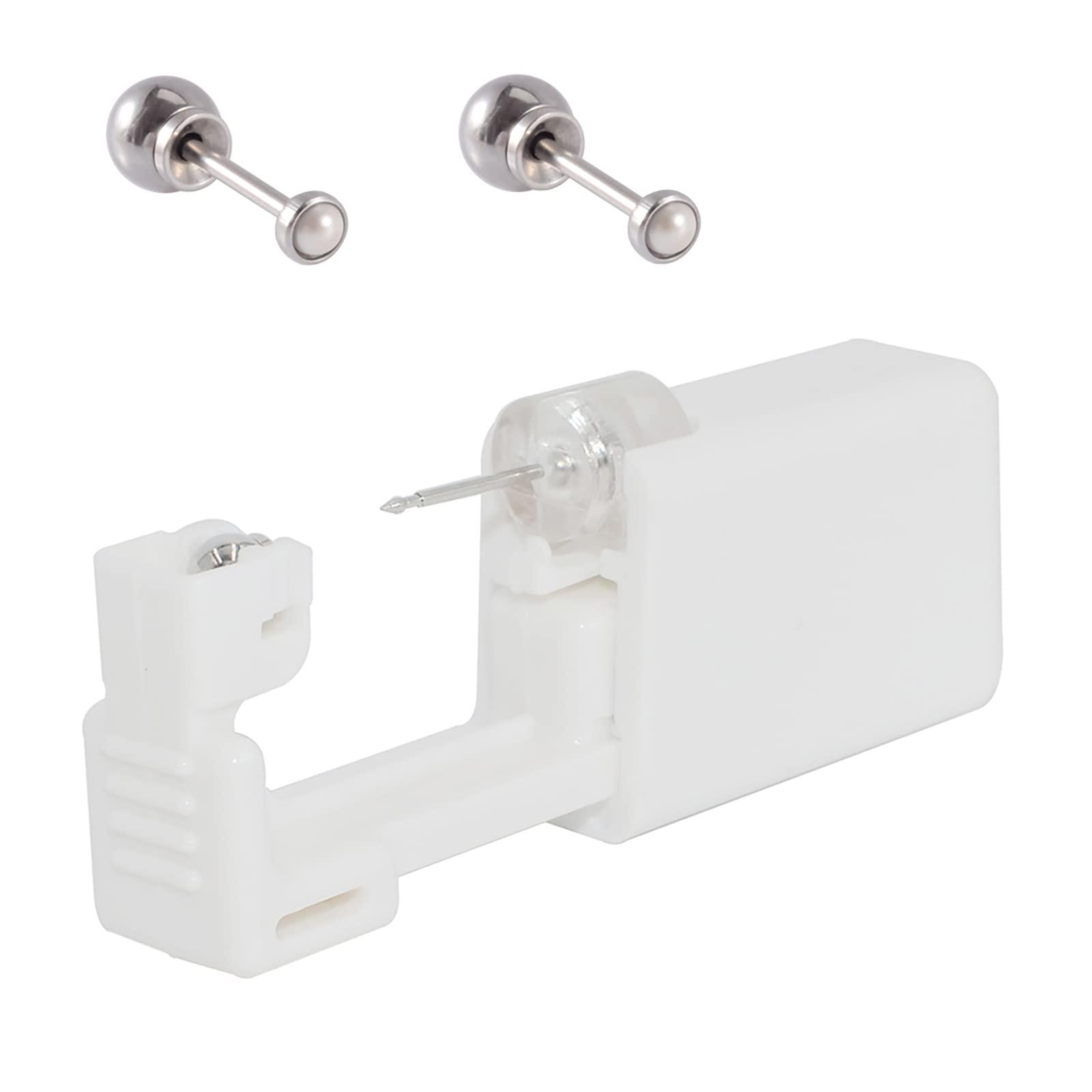 CHUANCI CHUANCI Pair Disposable Sterile Ear Piercing Unit Ear Cartilage Tragus Helix Piercing Gun NO Pain Piercer Tool Machine Choose Design (Pair 3mm Pearl)