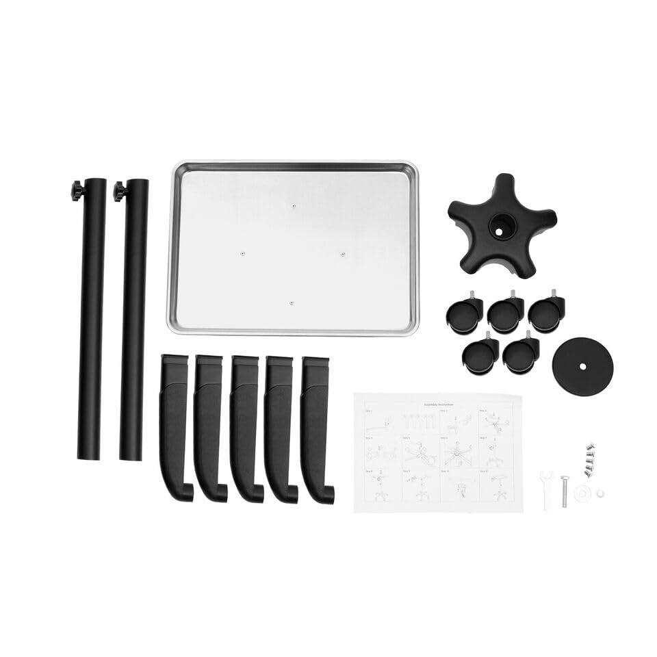 Gosangom Salon Tool Tray, Salon Tray Rolling Cart, Tattoo Table Tray, Mobile Beauty Cart, Adjustable Height Multi-Purpose Tray Cart, Premium Aluminum. (Silver)