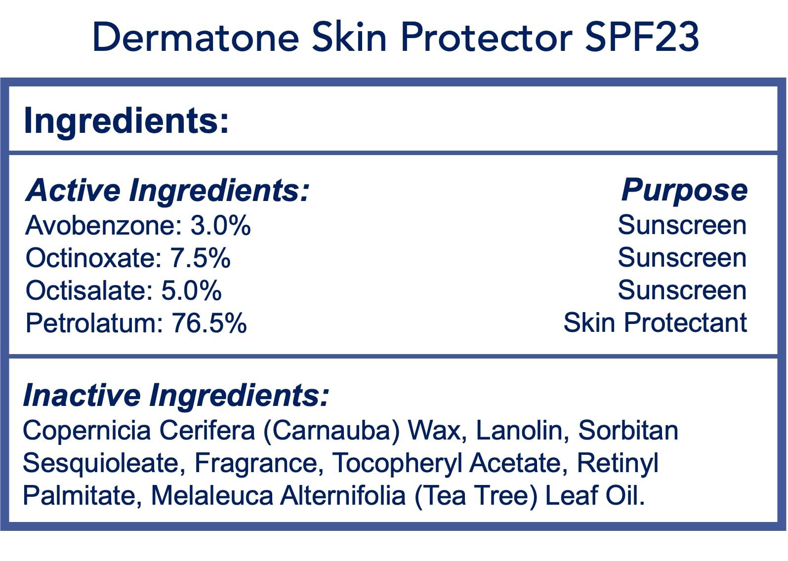 DERMATONE Dermatone Skin Protector Balm | Sun, Wind, Cold, Chapping & Frostbite Protection | Face and Lip Balm SPF23 | Moisturize & Repair Dry Skin | Ski Balm | Barrier Cream | 0.5oz