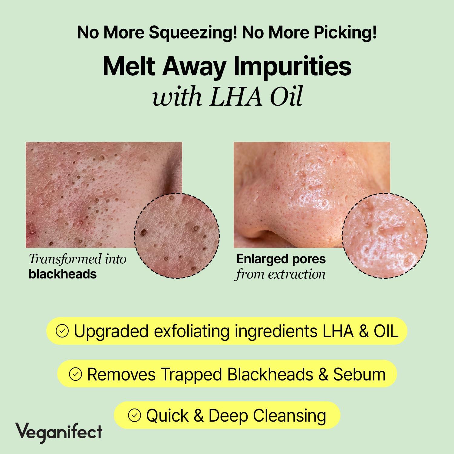VEGANIFECT VEGANIFECT LHA Deep Cleansing Oil, Makeup, Blackhead and Whitehead Remover, Korean Skin Care, Vegan, 6.93 Fl Oz