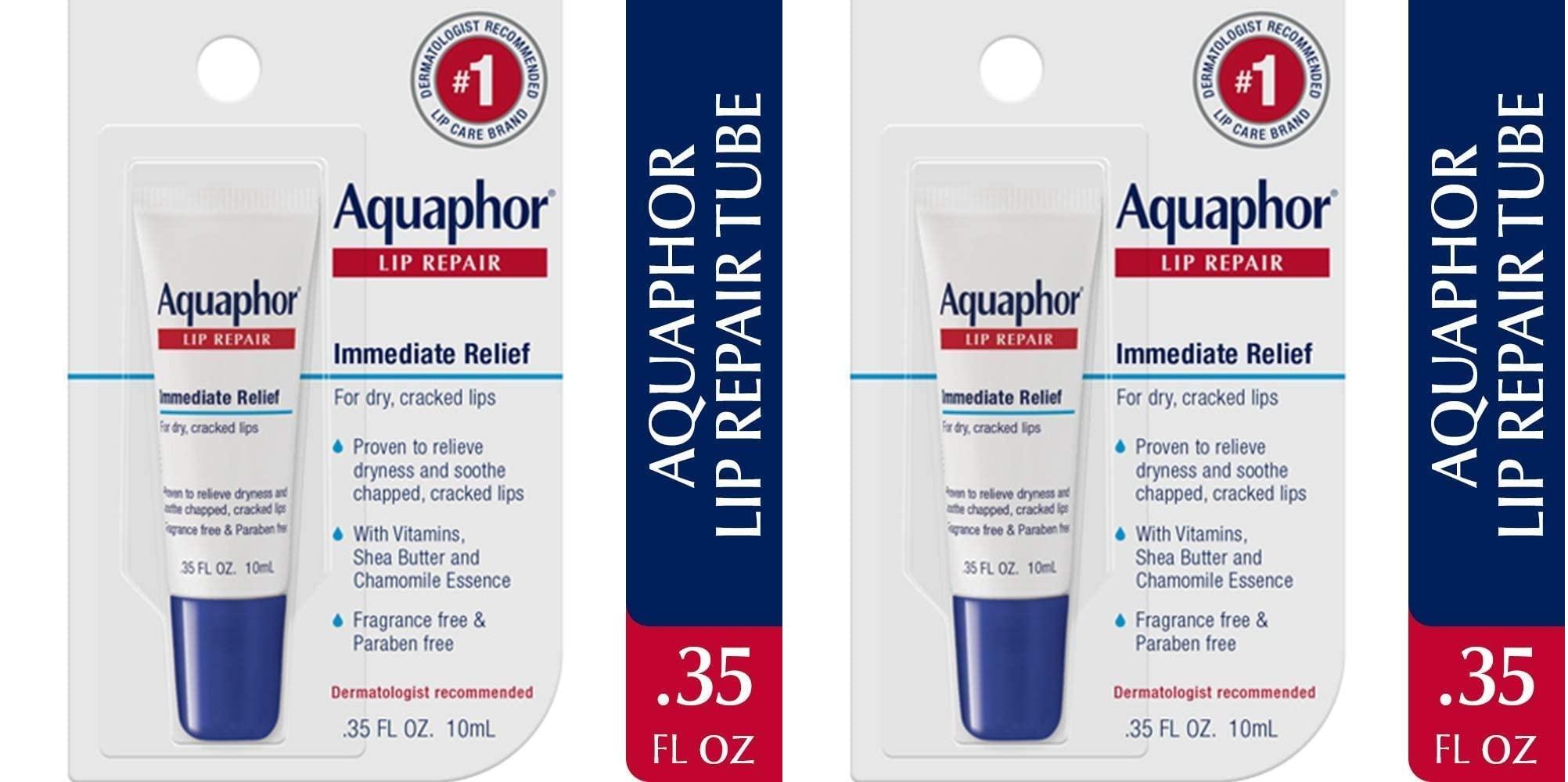 Aquaphor Aquaphor Lip Repair Ointment - Long-lasting Moisture to Soothe Dry Chapped Lips - .35 fl. oz. Tube (Pack of 2)