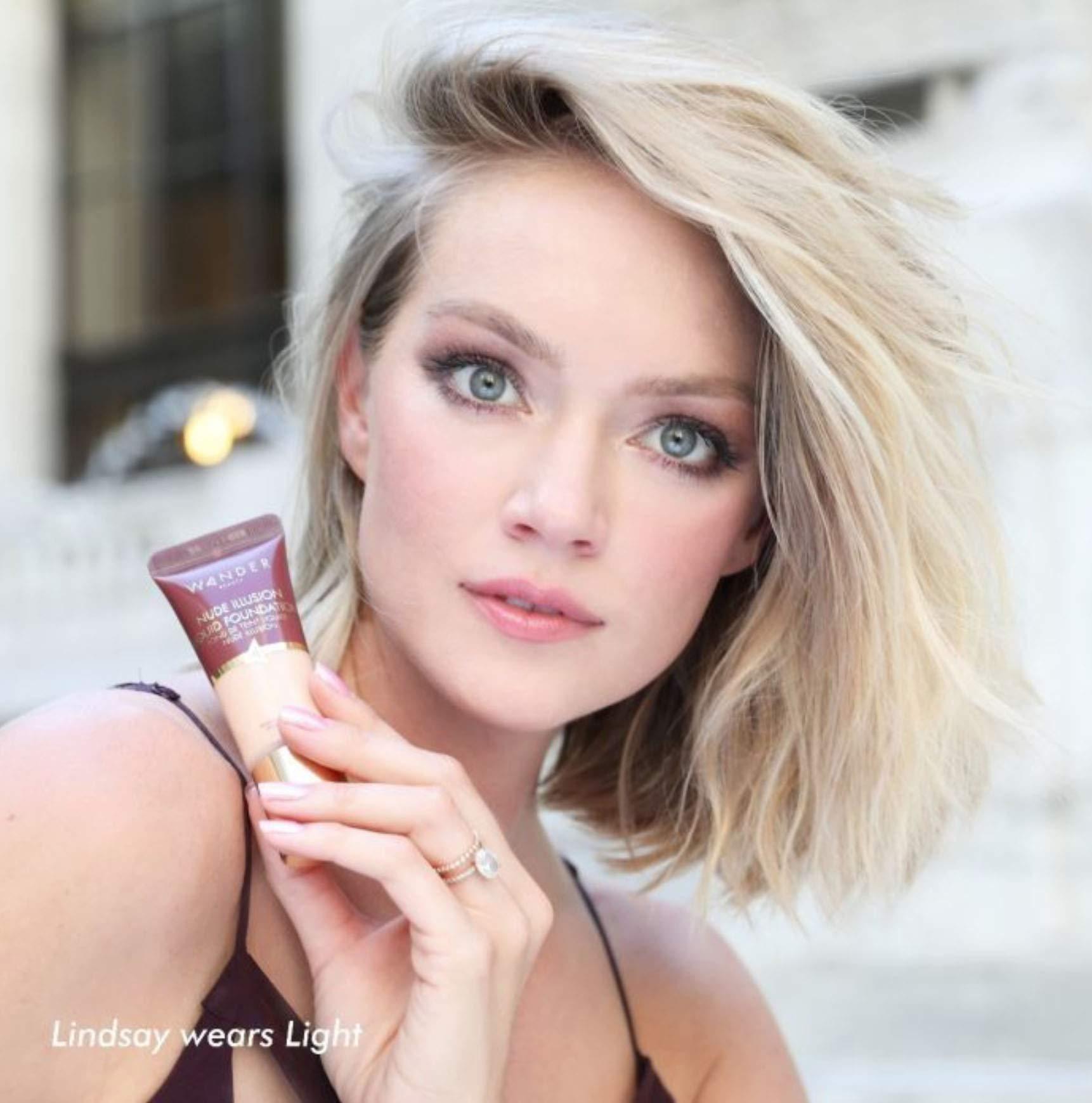 Wander Beauty Nude Illusion Liquid Foundation - Fair Light - Medium to Full Coverage Foundation with Niacinamide & Lotus Extract - Natural Skin Finish - Blurs, Conceals & Contours - Travel-Friendly Tube