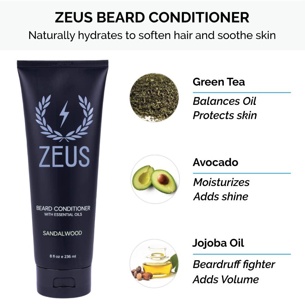 ZEUS ZEUS Starter Beard Wash Kit with Travel Toiletry Dopp Bag - Beard Wash Shampoo & Conditioner, Beard Brush & Travel Toiletry Bag (Verbena Lime)