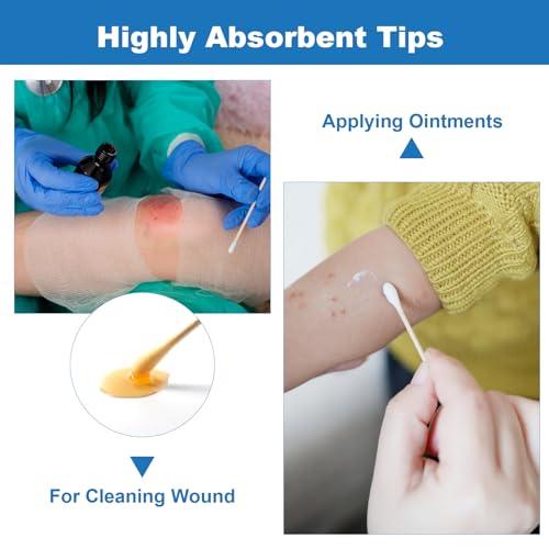 JMU JMU 6 Inch Sterile Cotton Tipped Applicators, 200 Count Long Cotton Swabs, Wood Shaft Medical Swabs