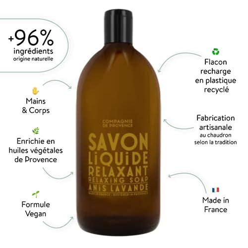 La Compagnie de Provence Compagnie de Provence Savon de Marseille Apothicare Liquid Soap, Anise Lavender, 33.8 fl oz Plastic Bottle Refill