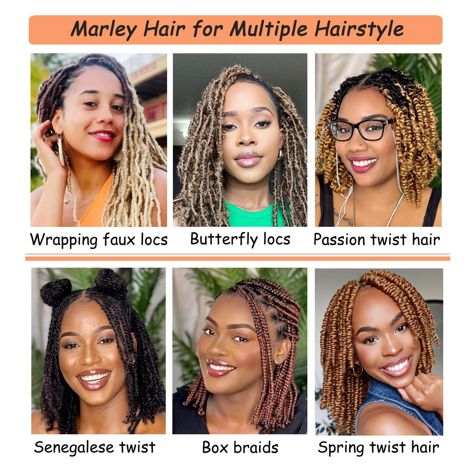 Hodgeous 3 Packs Marley Twist Braiding Hair, 12 Inch Pre-Separated Springy Afro Twist Hair Kinky Twist Crochet Hair Braids for Distressed Soft Locs Spring Twist Hair for Women (12 Inch (Pack of 3), 1B)