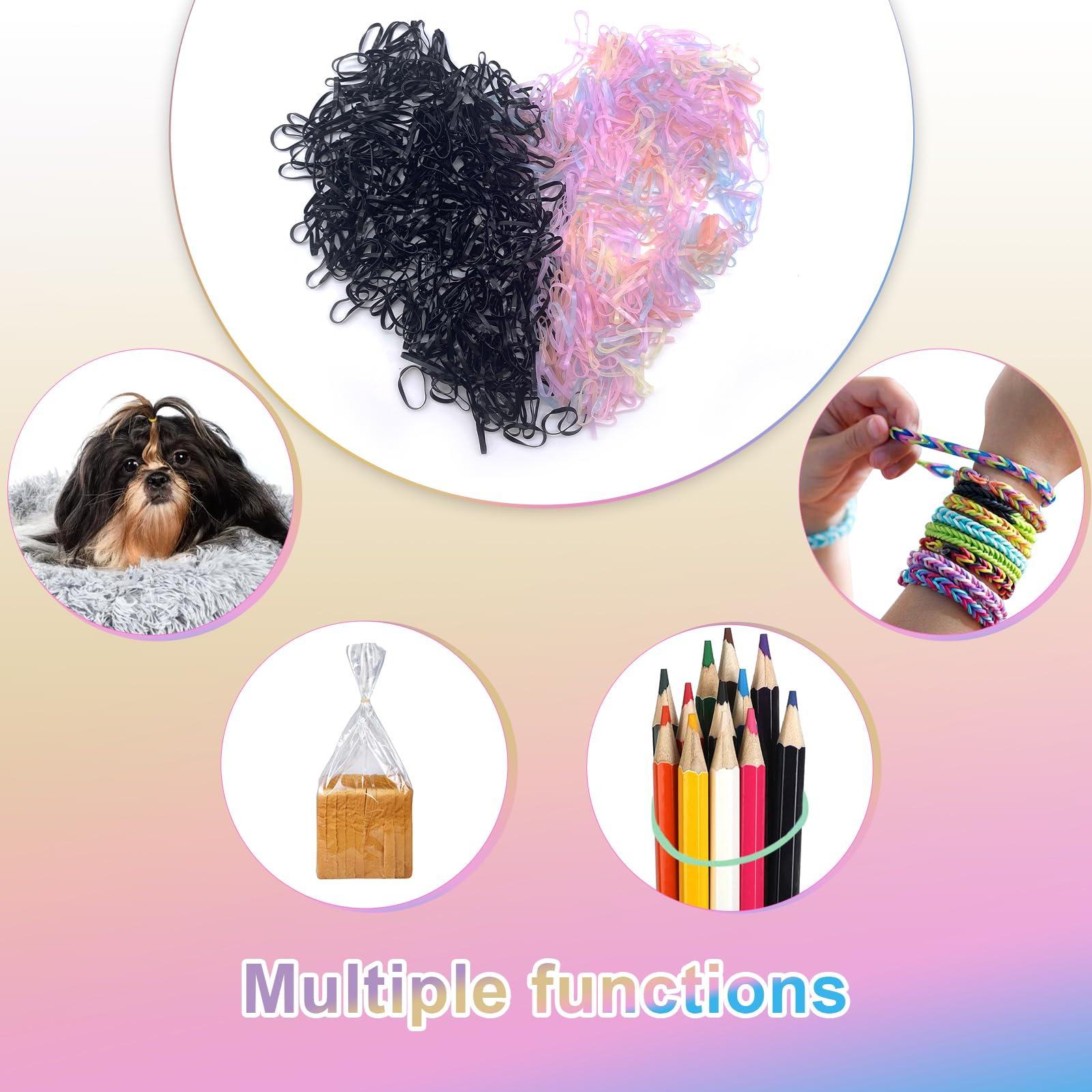 oditton oditton 1000 PCS Soft Elastic Hair Ties - Mini Toddler Braids Ponytail Holders, Mini Rubber Bands, for Infant Girls, Kid Braids, Jelly and Black