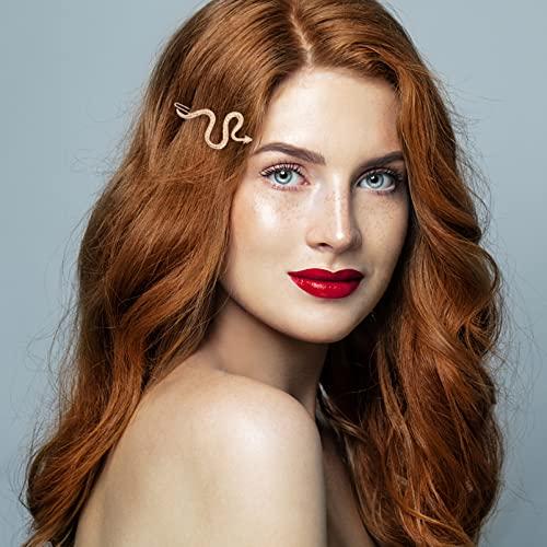 FRCOLOR FRCOLOR Snake Hair Clips 4pcs Snake Hairpin Wedding Hair Clips Metal Gold Snake Jewelry Geometric Hair Clips Snake Hair Barrettes Snake Pattern Hair Snap Clips Alloy Hair Trinket Banana Gift