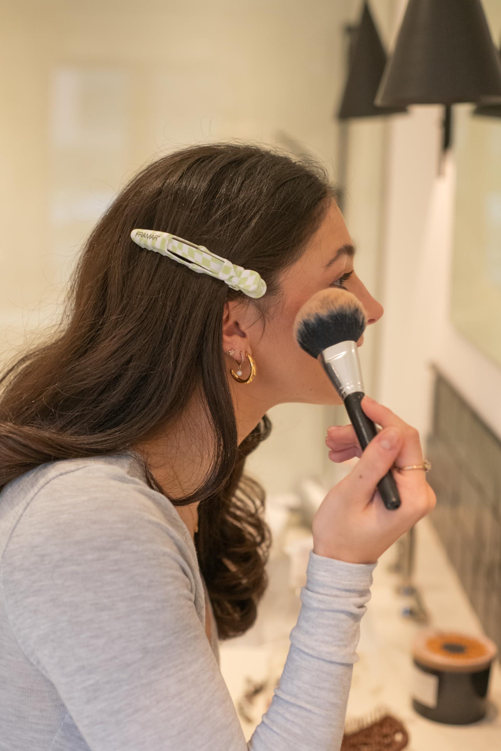 FRAMAR FRAMAR Checkered Hair Clip Set - Alligator Clips For Hair Styling, Hair Styling Clips Sectioning, Barber Hair Clips, Barber Supplies, Green Hair Clips For Women Styling, Salon Hair Clips 4 Pack