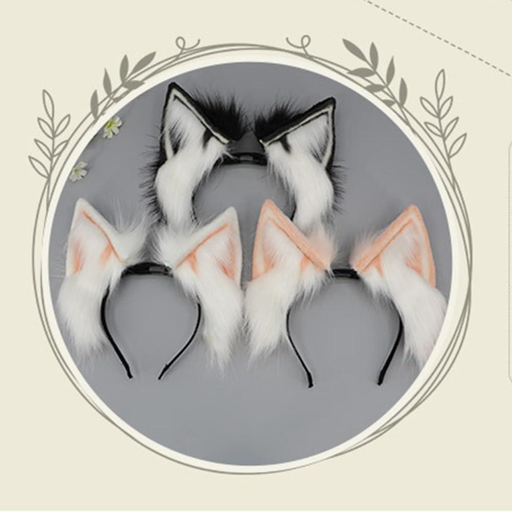 TEDPRBGE TEDPRBGE Plush Fox Cat Ear Headwear Animal Ears Headband Electric Moving Ear Headpiece Party Cosplay Costume Accessories (White Pink)
