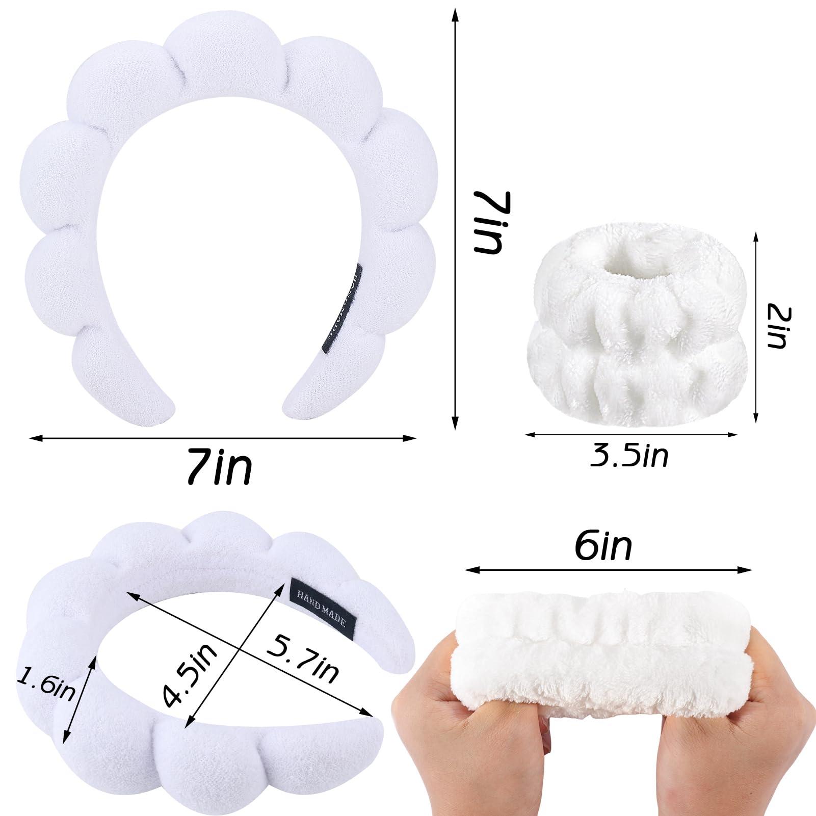 Zkptops Zkptops Spa Headband for Washing Face Wristband Set Sponge Makeup Skin Care White Headband Wrist Towels Bubble Soft Sponge Hairband for Women Puffy Headwear Winter Non Slip Thick Thin Hair Accessory