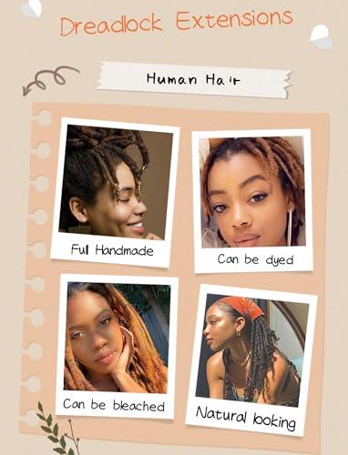 XIAULAU XIAULAU 8 Inch Loc Extensions Human Hair 20 Locs 0.8cm Thickness Human Hair Dreadlock Extensions Can Be Dyed Lock Extension Human Hair for Men/Women/Kids Natural Black