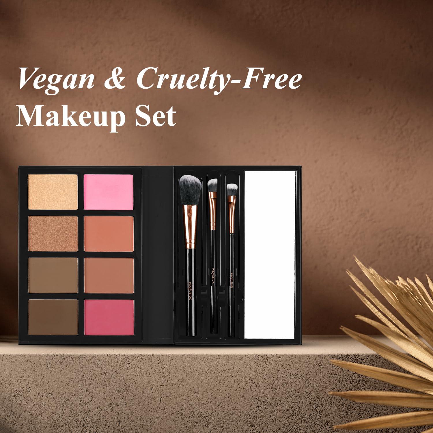 Profusion Cosmetics Profusion Cosmetics - Blush & Bronzer - Professional 8 Color Palette Makeup Kit Blush Highlighter Bronzer - Nude Highlight Champagne Highlight Light Bronze Shadow Bronze Pink Warm Peach Rose Pink