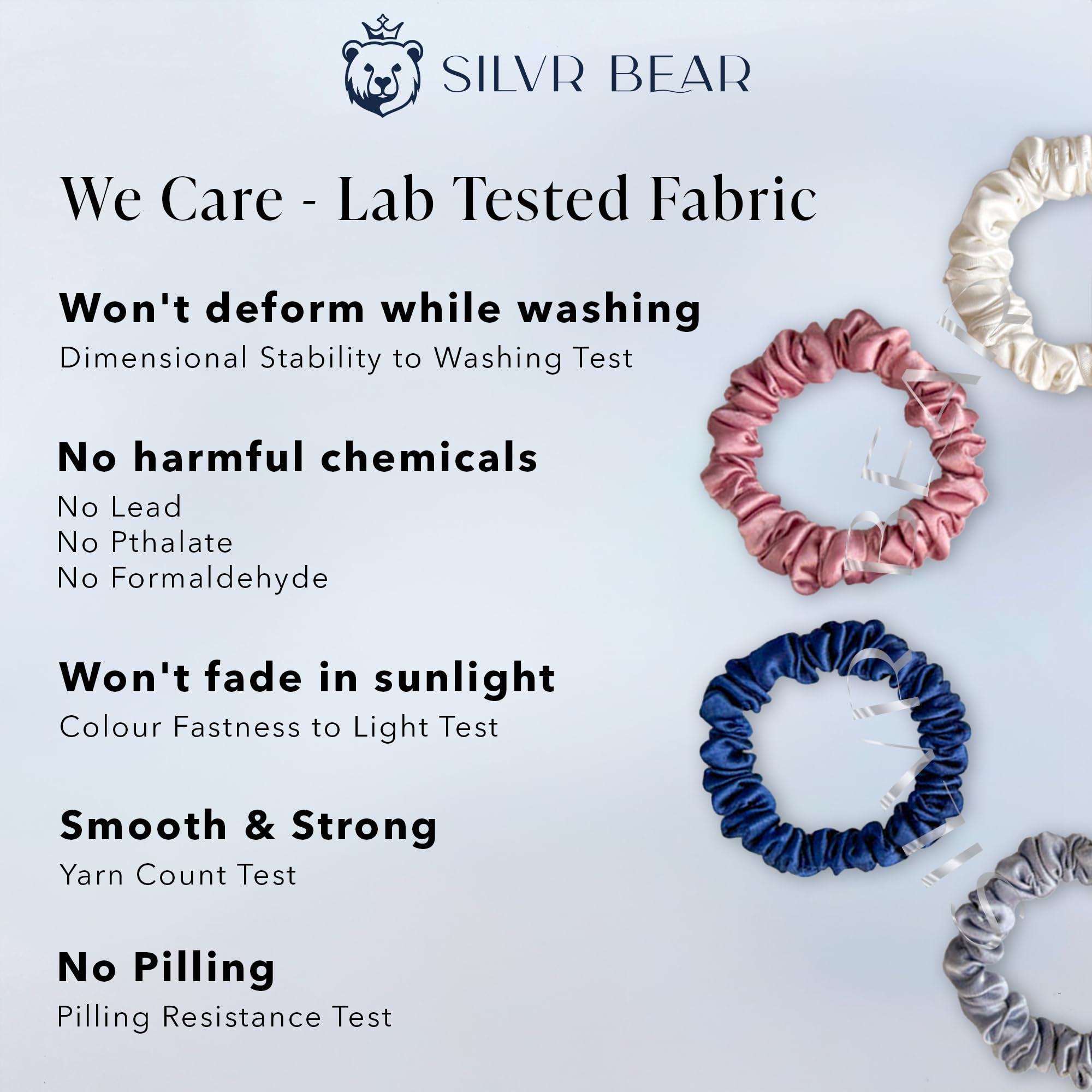 Silvr Bear SILVR BEAR Luxury Satin Scrunchies, Satin Hair Ties for Thick, Thin & Curly Hair, Scrunchies for Women, Girls & Men Softer than Silk Hair Ties (Classic Skinny)
