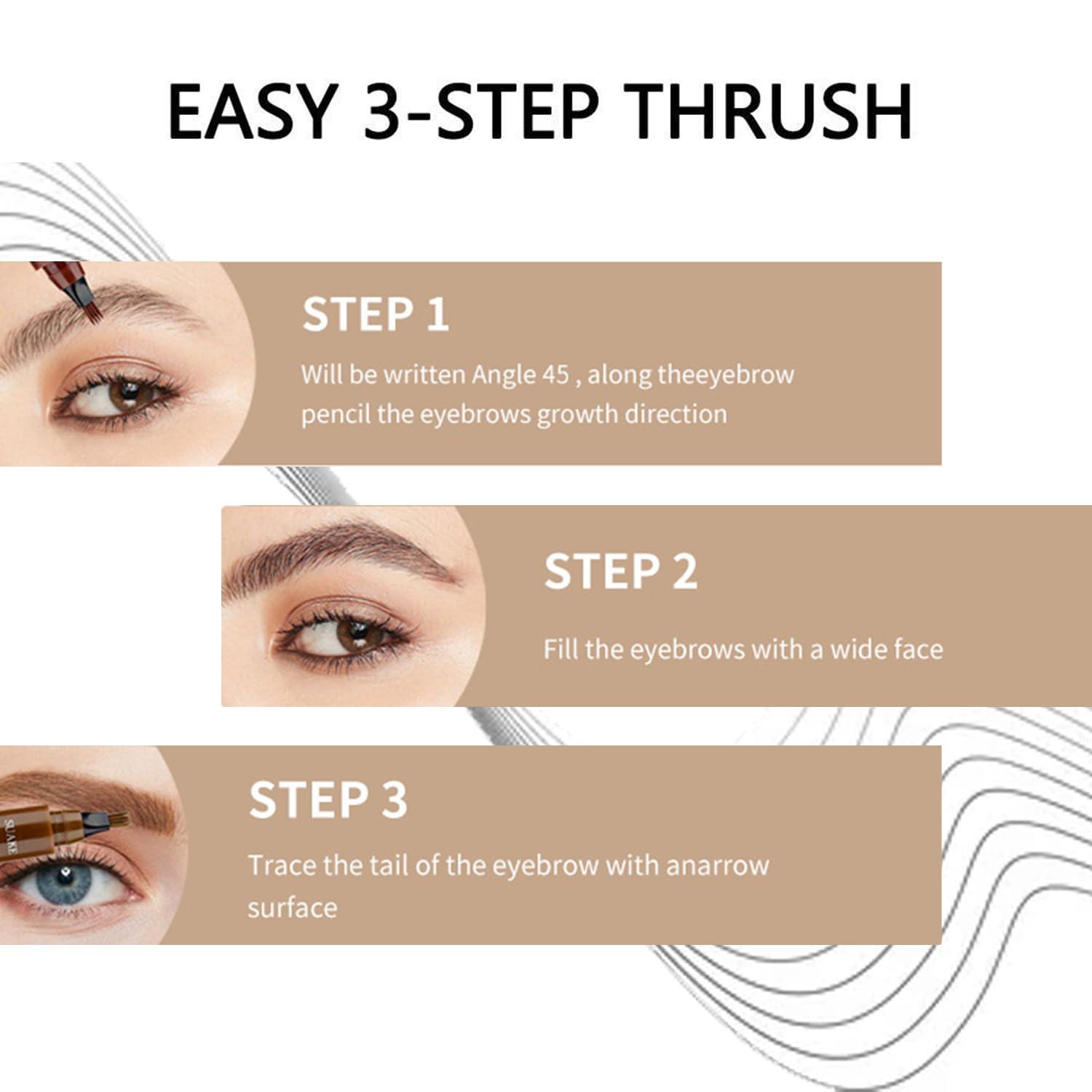 Bekoeen Magic 3D Microblading Eyebrow Pencil, Waterproof Eyebrow Pen,4 Tip Tip Tattoo Pencil Creates Natural Looking,Waterproof Makeup Fine Stroke Microblading Eyebrow Pencil (B)