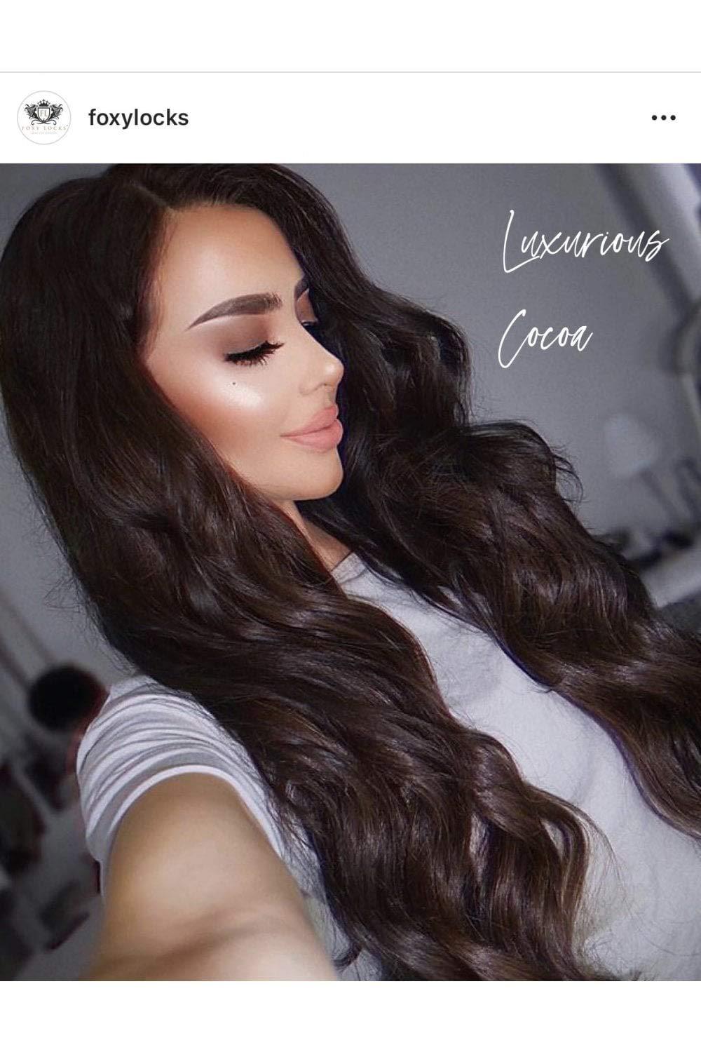 Foxy Locks Cocoa – Superior 22" Silk Seamless Clip In Human Hair Extensions 230g