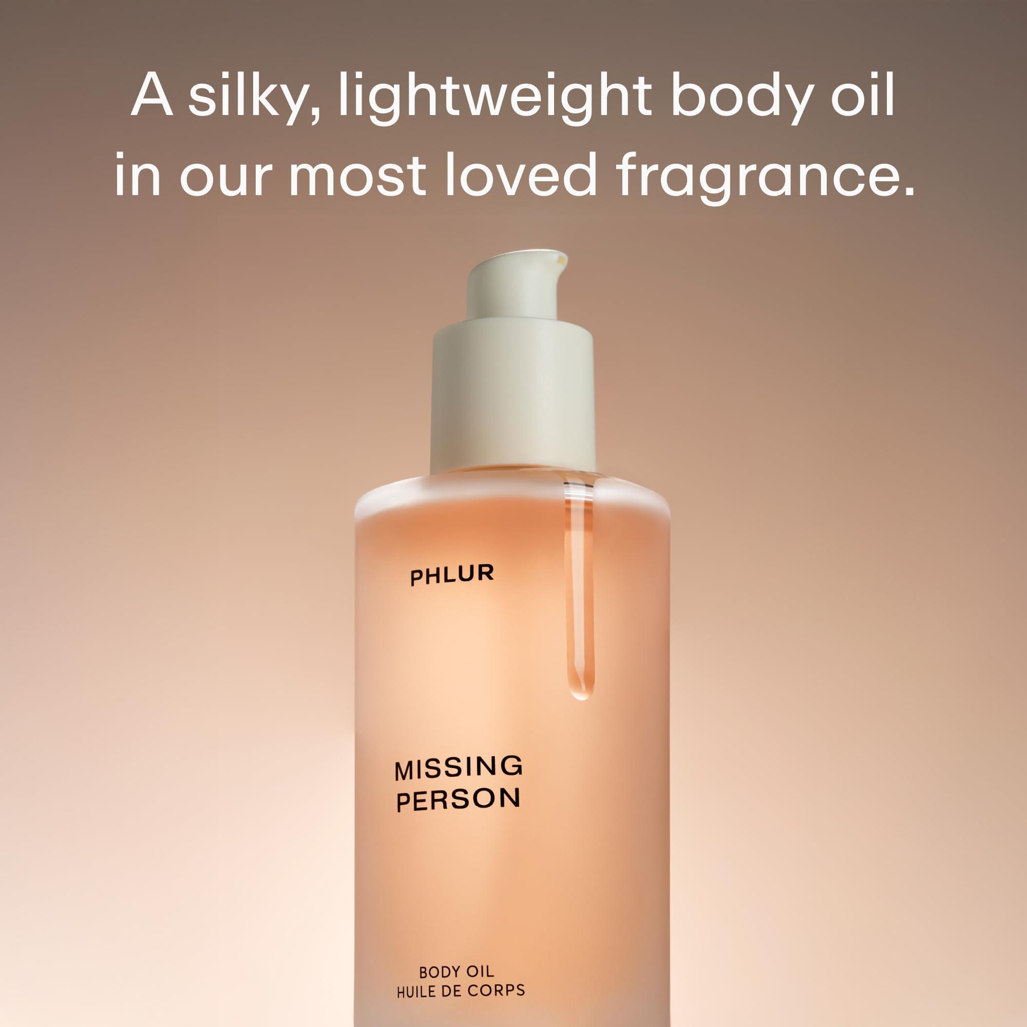 PHLUR PHLUR Missing Person Body Oil - Lightweight & Nourishing - With Ceramide-Rich Oils & Skin-Mimicking Lipids - Bergamont, Musk, Orange & Sandalwood Floral Scented Body Oil (4 Fl Oz)