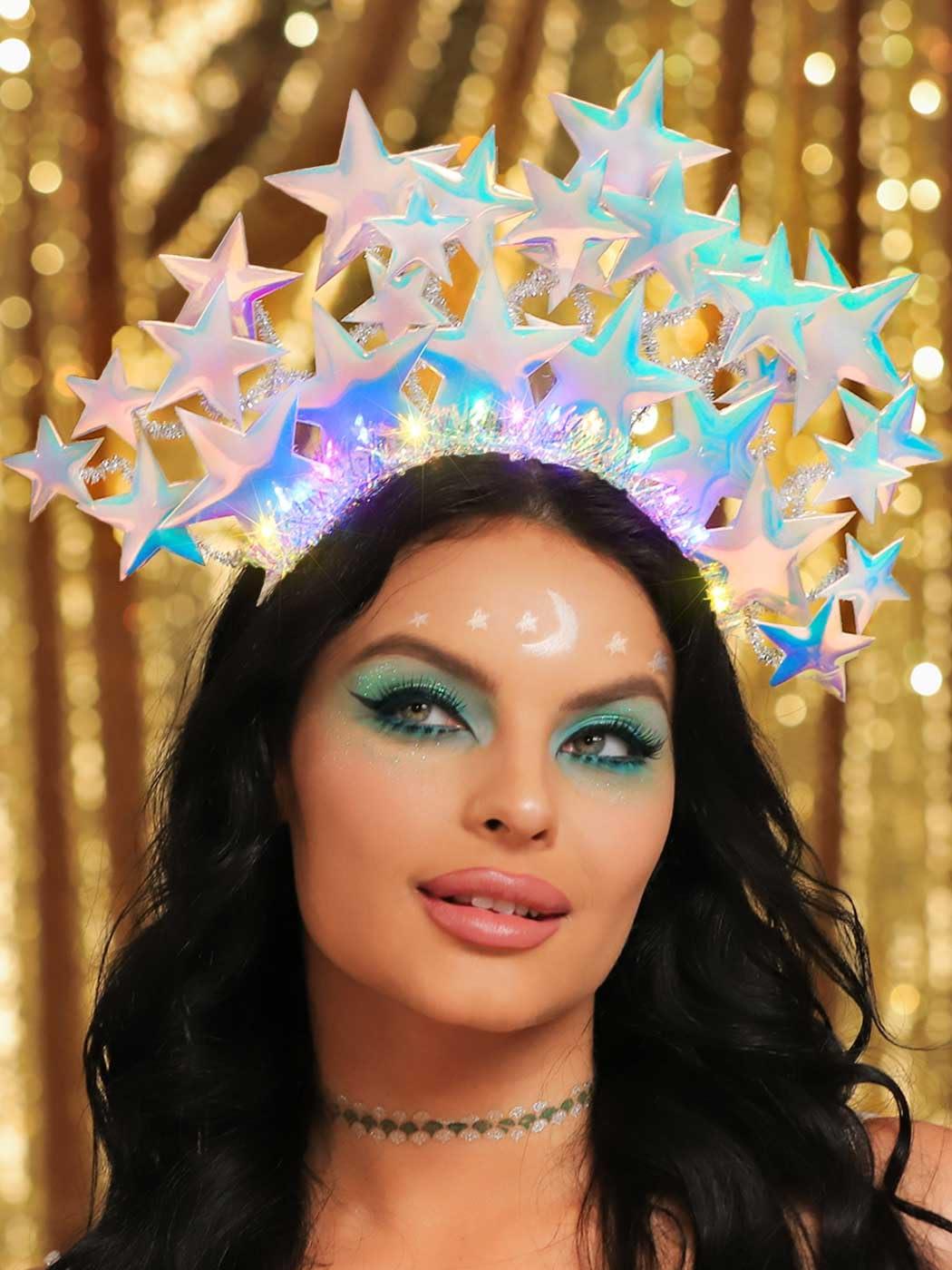 GORTIN GORTIN Light Up Star Headband LED Headpiece Glow Costume Rave Hair Accessories for Women