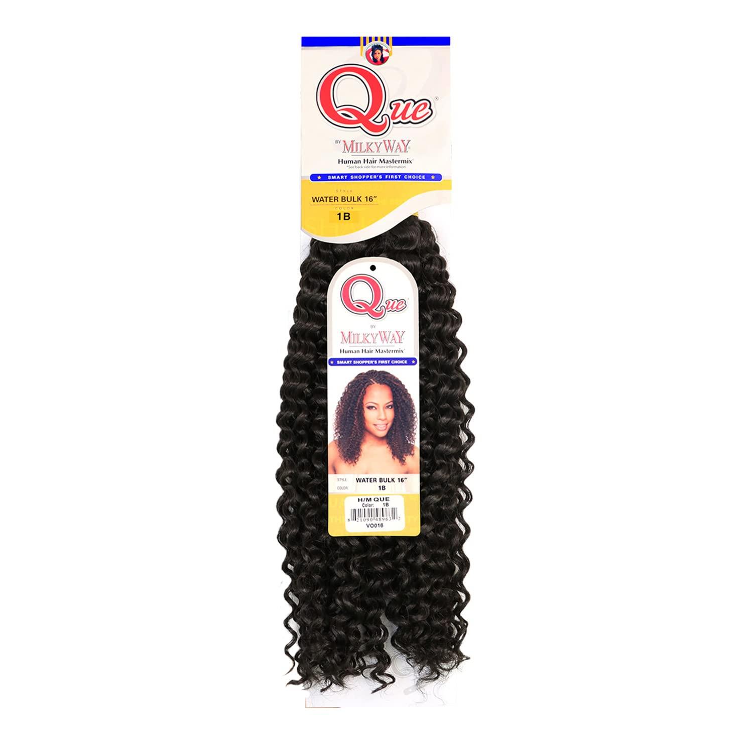 Que by MilkyWay Human Hair Braids Milky Way Que Water Bulk (18 Inch Pack of 3, 1B)