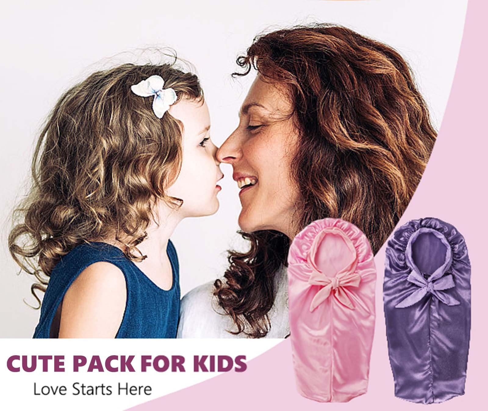 LBYLUS 2 Pcs Long Kids Bonnets for Girls,Silky Satin Bonnet for Sleeping Kids, Bonnet for Kids Braids,Long Hair