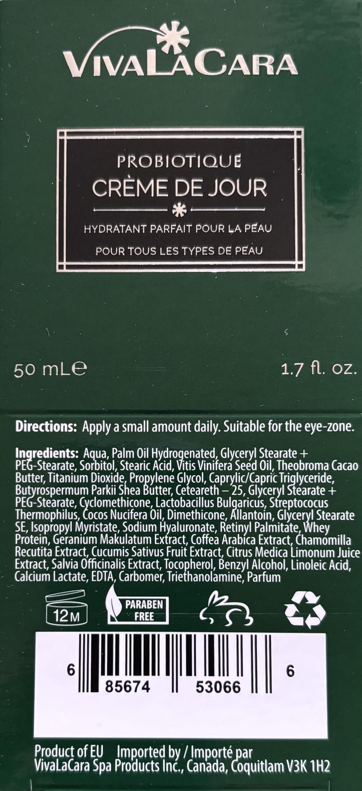 VivaLaCara Logo VivaLaCara Probiotic Day Cream - Anti Aging Face Moisturizer, Wrinkle Smoothing Cream, Dry Sensitive Skin Soothing, Skin Brightening, Skin Perfecting Formula for Mature and Problem Skin, 1.7 oz.