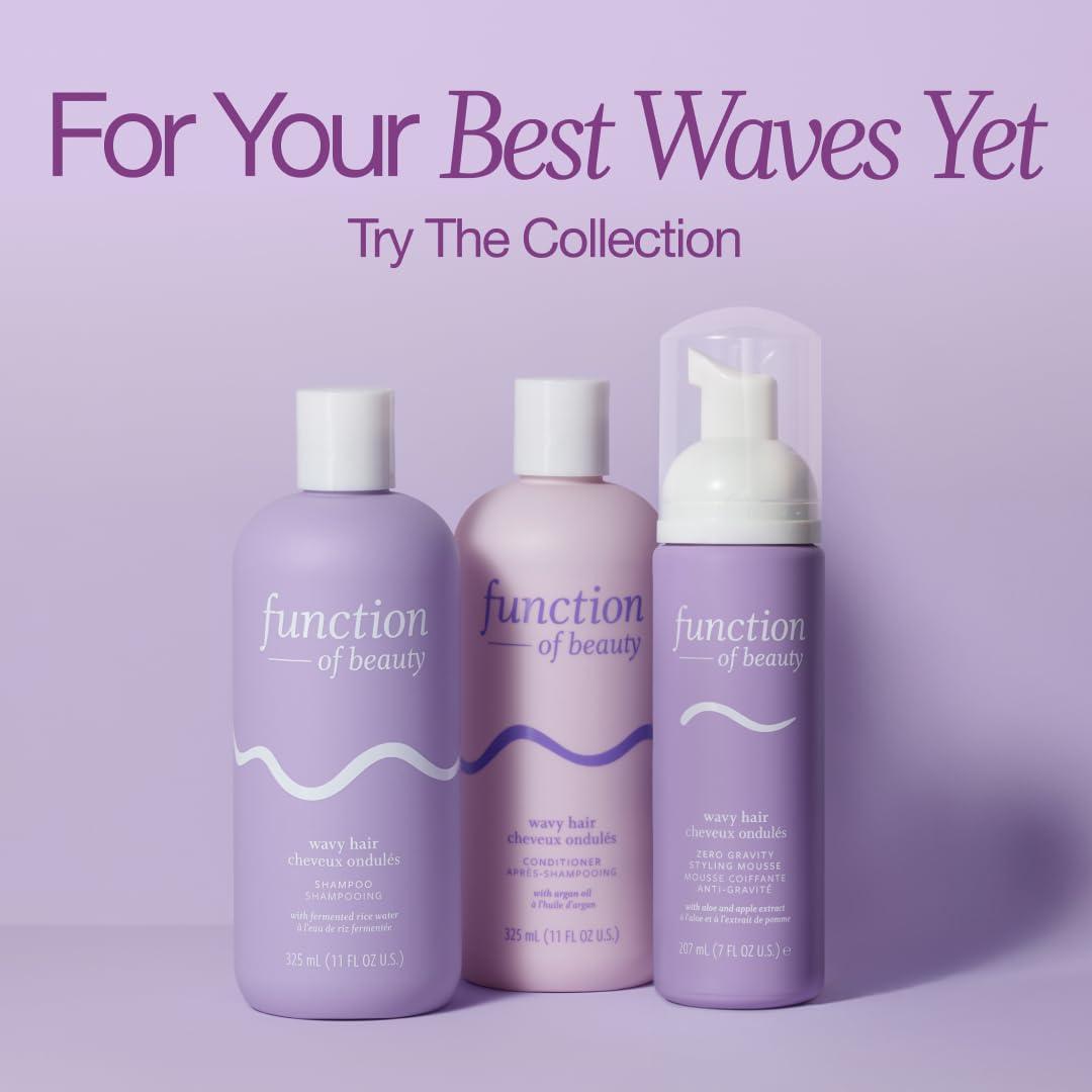 FUNCTION OF BEAUTY Function of Beauty Wavy Hair Shampoo & Conditioner, 22 oz Each - With Fermented Rice Water to Strengthen & Argan Oil to Enhance Glossiness & Natural Shine, Sulfate-Free, Customizable Haircare
